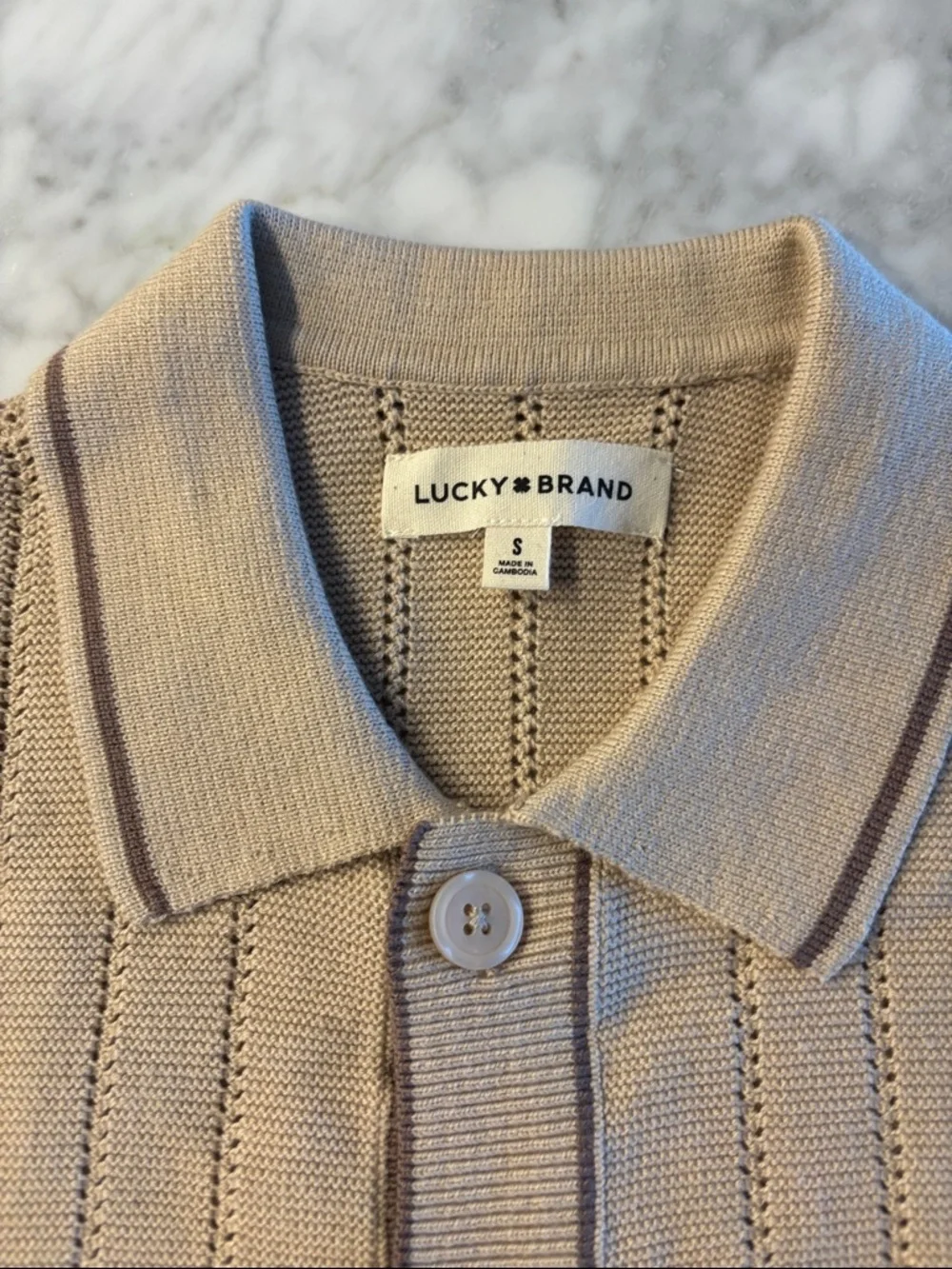 Lucky Brand Men's Beige Knit Button-Front Cardigan